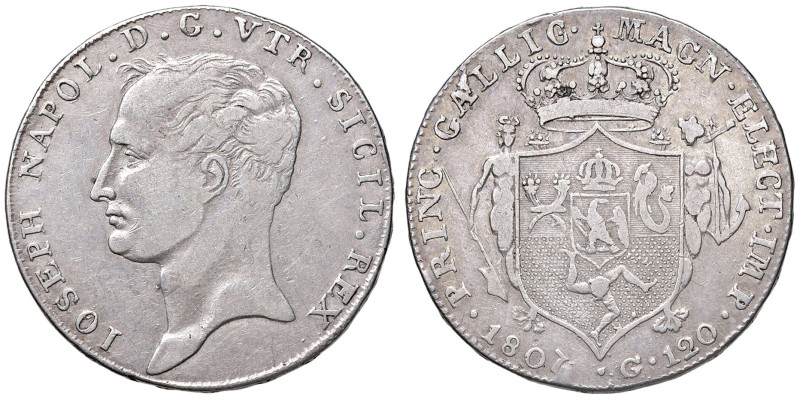 NAPOLI. Giuseppe Napoleone (1806-1808). 120 Grana 1807. AG (g 27,36). Gig. 2; Ma...