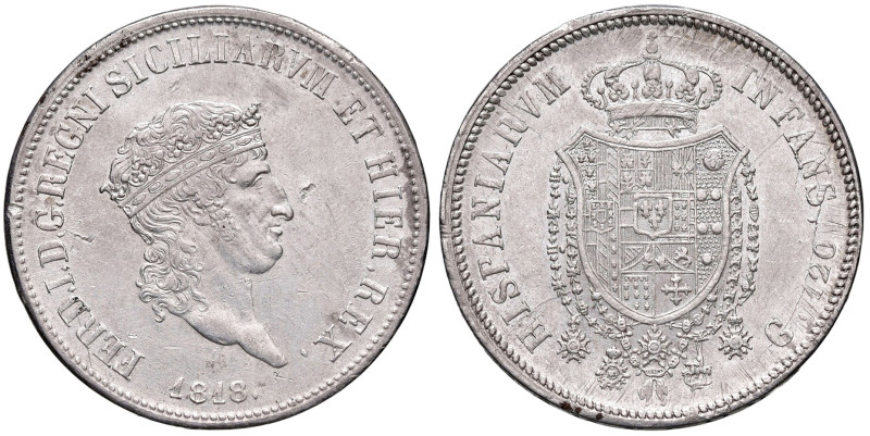 NAPOLI. Ferdinando I di Borbone (1816-1825). 120 Grana 1818. AG (g 27,52). Gig. ...