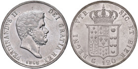 NAPOLI. Ferdinando II di Borbone (1830-1859). 120 Grana 1846. AG (g 27,53). Gig. 72; Magliocca 554. Graffio nel campo al D/.
qSPL/SPL+