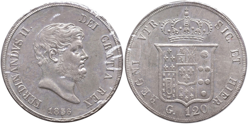 NAPOLI. Ferdinando II di Borbone (1830-1859). 120 Grana 1856. AG. Gig. 87; Magli...