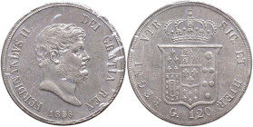 NAPOLI. Ferdinando II di Borbone (1830-1859). 120 Grana 1856. AG. Gig. 87; Magliocca 566. Periziata A. Marcoccia qFDC.
qFDC
