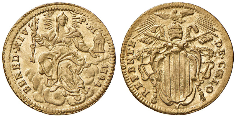 ROMA. Benedetto XIV (1740-1758). Zecchino 1744. AU (g 3,43). Munt. 9c
qFDC