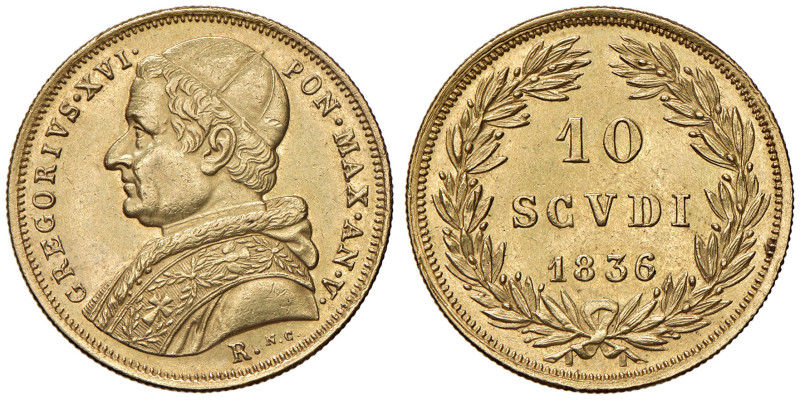 ROMA. Gregorio XVI (1831-1846). 10 Scudi 1836 An. V. AU (g 17,38). Gig.5.
qSPL/...