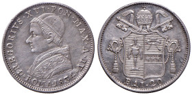 ROMA. Gregorio XVI (1831-1846). 20 Baiocchi 1834 An. IV. AG. Gig. 102. Periziata Numismatica Ranieri SPL.
SPL