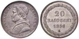 ROMA. Pio IX (1846-1870). 20 Baiocchi 1856 An. X. AG (g 5,38). Gig. 89. R Gradevole patina su fondi speculari.
qFDC