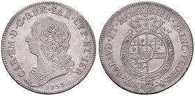 REGNO DI SARDEGNA. Carlo Emanuele III (1730-1773). Mezzo Scudo 1755 Torino. AG (g 17,42 - Ø 37 mm). Mont.173. R.
qSPL
