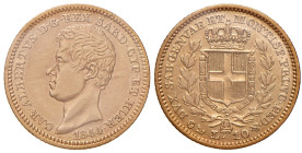 REGNO DI SARDEGNA. Carlo Alberto (1831-1849). 10 Lire 1844 Genova. AU. Gig. 49. RR Periziata Flavio De Maria BB+. 
BB+