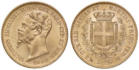 REGNO DI SARDEGNA. Vittorio Emanuele II (1849-1861). 20 Lire 1860 Genova. AU. Gig. 19. Minimi segnetti nel campo al D/, ma esemplare di conservazione ...