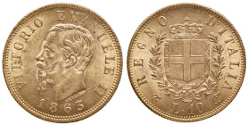 REGNO D'ITALIA. Vittorio Emanuele II (1861-1878). 10 Lire 1863 Torino. AU. Gig. 27. Periziato Numismatica Ranieri FDC.
FDC