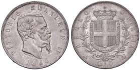 REGNO D'ITALIA. Vittorio Emanuele II (1861-1878). 5 Lire 1865 Napoli. AG. Gig. 36. R Lieve segnetto al bordo del R/.
SPL+/qFDC