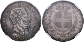 REGNO D'ITALIA. Vittorio Emanuele II (1861-1878). 5 Lire 1871 Roma. AG. Gig. 43. In slab NGC 5782311-003 MS 61.
SPL+/qFDC