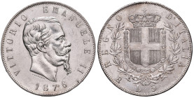 REGNO D'ITALIA. Vittorio Emanuele II (1861-1878). 5 Lire 1876 Milano. AG. Gig. 51. 
qFDC