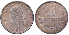 REGNO D'ITALIA. Vittorio Emanuele II (1861-1878). 50 Centesimi 1863 Napoli. AG. Gig. 77. Delicata patina su fondi lucenti.
FDC