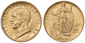 REGNO D'ITALIA. Vittorio Emanuele III (1900-1943). 100 Lire 1933 An. XI Italia su Prora. AU. Gig. 12. R
SPL+/qFDC