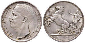 REGNO D'ITALIA. Vittorio Emanuele III (1900-1943). 10 Lire 1927 (1 Rosetta) Biga. AG. Gig. 56. NC. Conservazione eccezionale.
FDC