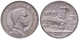 REGNO D'ITALIA. Vittorio Emanuele III (1900-1943). 2 Lire 1908 Quadriga. AG. Gig. 96.
qFDC