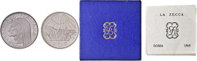 REPUBBLICA (dal 1946). 500 Lire 1965 Dante. Prova. AG. Gig. P3. RR Esemplare in conservazione eccezionale, in astuccio originale in perfette condizion...