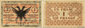 Country : ALBANIA 
Face Value : 1 Franc 
Date : 01 mars 1917 
Period/Province/Bank : Occupation Française 
Department : Koritza 
Catalogue reference :...