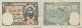 Country : ALGERIA 
Face Value : 5 Francs 
Date : 28 août 1933 
Period/Province/Bank : Banque de l'Algérie 
Catalogue reference : P.77a 
Additional ref...