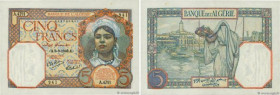 Country : ALGERIA 
Face Value : 5 Francs 
Date : 09 septembre 1940 
Period/Province/Bank : Banque de l'Algérie 
Catalogue reference : P.77a 
Alphabet ...
