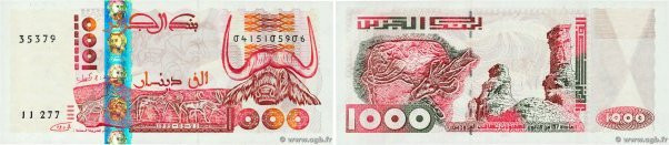 Country : ALGERIA 
Face Value : 1000 Dinars 
Date : 21 mai 1992  
Period/Provinc...