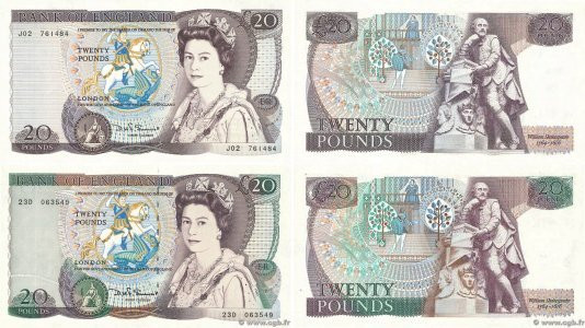 Country : ENGLAND 
Face Value : 20 Pounds Lot 
Date : (1981-1988) 
Period/Provin...