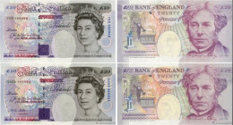 Country : ENGLAND 
Face Value : 20 Pounds Lot 
Date : (1993-2006) 
Period/Province/Bank : Bank of England 
Catalogue reference : P.387a/b 
Alphabet - ...