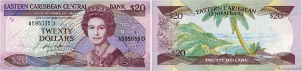 Country : CARIBBEAN  
Face Value : 20 Dollars 
Date : (1987-1988) 
Period/Provin...