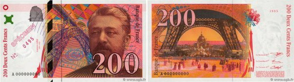 Country : FRANCE 
Face Value : 200 Francs EIFFEL Spécimen 
Date : 1995 
Period/P...