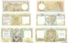 Country : GREECE 
Face Value : 50, 100 et 1000 Drachmes Lot 
Date : 01 septembre 1935 
Period/Province/Bank : Bank of Greece 
Catalogue reference : P....