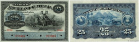 Country : GUATEMALA 
Face Value : 25 Pesos Spécimen 
Date : (1895-1920) 
Period/Province/Bank : Banco Americano de Guatemala 
Catalogue reference : P....