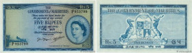 Country : MAURITIUS 
Face Value : 5 Rupees 
Date : (1954) 
Period/Province/Bank : The Government of Mauritius 
Catalogue reference : P.27 
Alphabet - ...