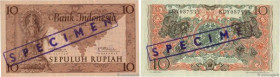 Country : INDONESIA 
Face Value : 10 Rupiah Spécimen 
Date : 1952 
Period/Province/Bank : Bank Indonesia 
Catalogue reference : P.43bs 
Alphabet - sig...