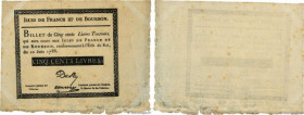Country : ISLES OF FRANCE AND BOURBON 
Face Value : 500 Livres Faux 
Date : 10 juin 1788 
Period/Province/Bank : Isles de France et de Bourbon 
Catalo...
