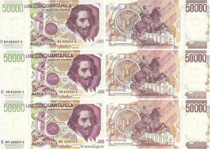 Country : ITALY 
Face Value : 50000 Lire Lot 
Date : 27 mai 1992 
Period/Provinc...
