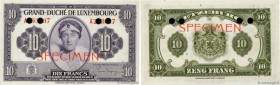 Country : LUXEMBOURG 
Face Value : 10 Francs Spécimen 
Date : (1944) 
Period/Province/Bank : Grand-Duché de Luxembourg 
Catalogue reference : P.44s 
A...