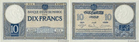 Country : MOROCCO 
Face Value : 10 Francs 
Date : 06 mars 1941 
Period/Province/Bank : Banque d'État du Maroc 
Catalogue reference : P.17b 
Alphabet -...