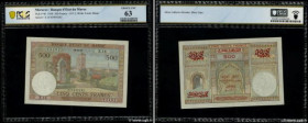 Country : MOROCCO 
Face Value : 500 Francs 
Date : 19 décembre 1956 
Period/Province/Bank : Banque d'État du Maroc 
Catalogue reference : P.46 
Alphab...