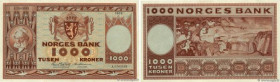 Country : NORWAY 
Face Value : 1000 Kroner 
Date : 1974 
Period/Province/Bank : Norges Bank 
Catalogue reference : P.35e 
Alphabet - signatures - seri...