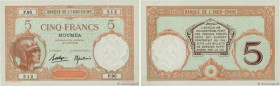 Country : NEW CALEDONIA 
Face Value : 5 Francs 
Date : (1936-1940) 
Period/Province/Bank : Banque de l'Indochine 
Catalogue reference : P.36b 
Alphabe...