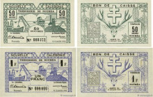 Country : NEW CALEDONIA 
Face Value : 50 Centimes et 1 Franc Lot 
Date : 15 juillet 1942 
Period/Province/Bank : Trésorerie de Nouméa 
Catalogue refer...