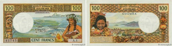 Country : NEW CALEDONIA 
Face Value : 100 Francs 
Date : (1969) 
Period/Province...