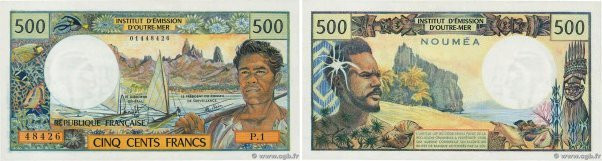 Country : NEW CALEDONIA 
Face Value : 500 Francs 
Date : (1977) 
Period/Province...