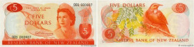 Country : NEW ZEALAND 
Face Value : 5 Dollars Petit numéro 
Date : (1967) 
Period/Province/Bank : The Reserve Bank of New Zealand 
Catalogue reference...
