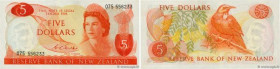 Country : NEW ZEALAND 
Face Value : 5 Dollars 
Date : (1968-1975) 
Period/Province/Bank : The Reserve Bank of New Zealand 
Catalogue reference : P.165...