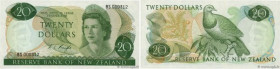 Country : NEW ZEALAND 
Face Value : 20 Dollars Petit numéro 
Date : (1975-1977) 
Period/Province/Bank : The Reserve Bank of New Zealand 
Catalogue ref...