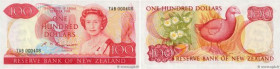Country : NEW ZEALAND 
Face Value : 100 Dollars Petit numéro 
Date : (1985-1989) 
Period/Province/Bank : The Reserve Bank of New Zealand 
Catalogue re...