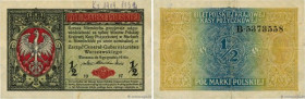 Country : POLAND 
Face Value : 1/2 Marki 
Date : 1917 
Period/Province/Bank : Polska Krajowa Kasa Pozyczkowa 
Department : Occupation Allemande 
Catal...