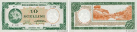 Country : SOMALIA 
Face Value : 10 Scellini 
Date : 1962 
Period/Province/Bank : East African Currency Board 
Catalogue reference : P.2a 
Alphabet - s...