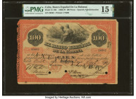 Cuba El Banco Espanol de la Habana 100 Pesos 26.1.1870 Pick 15 PMG Choice Fine 15 Net. At the time of cataloging, only two examples of this rare denom...